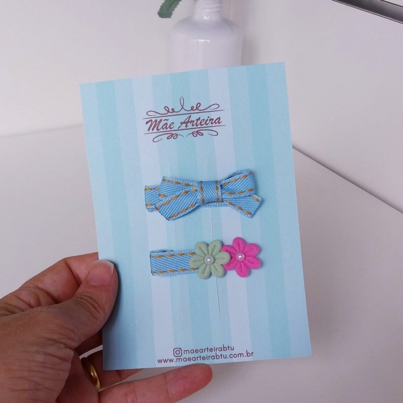 Hair Clip 2 Pequeno Jens Claro/Floral