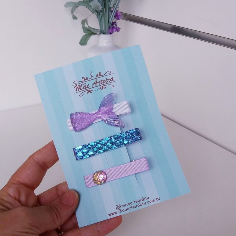 Hair Clip 3 Médio Lilás/Cauda Sereia