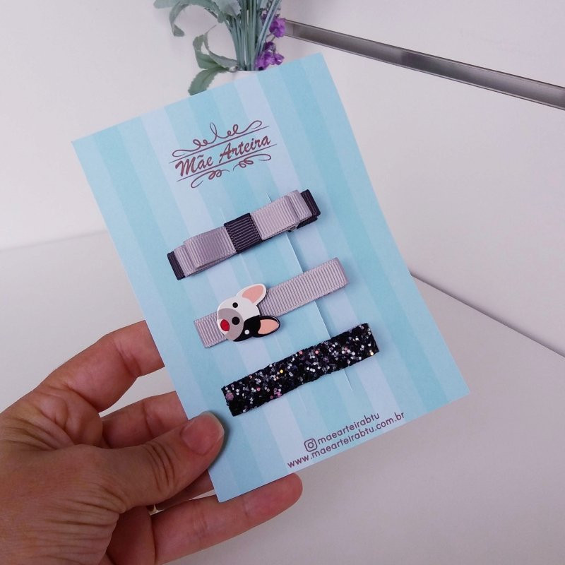 Hair Clip 3 Médio Cinza/Bulldog