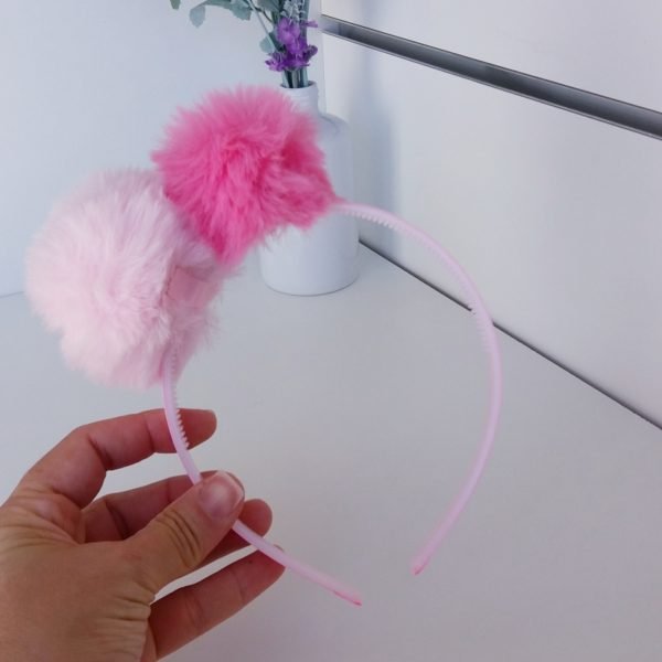 Tiara Pompom Rosa Bebe e rosa chiclete