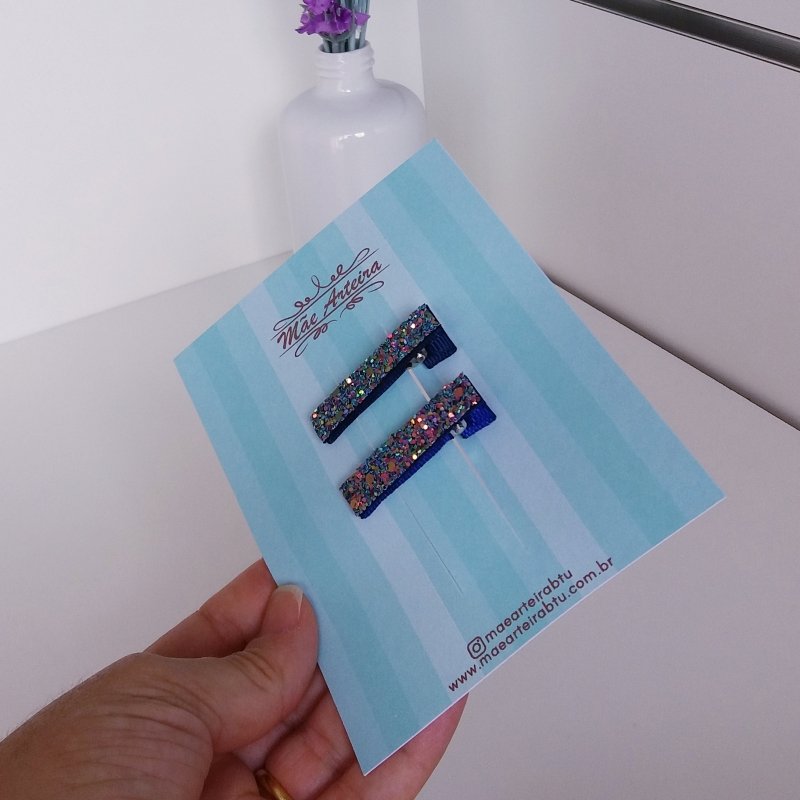 Hair Clip 2 Pequeno Azul/Brilho Furtacor - Imagem 2