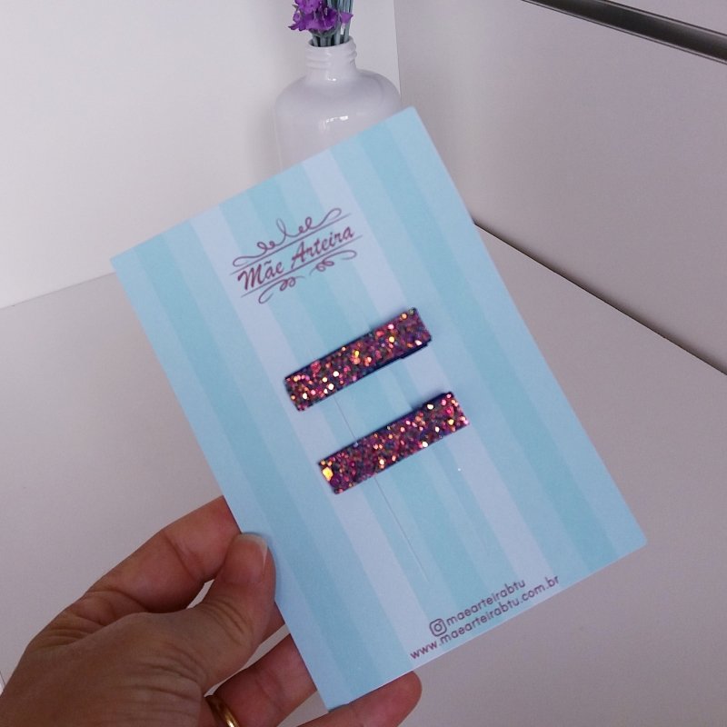 Hair Clip 2 Pequeno Azul/Brilho Furtacor