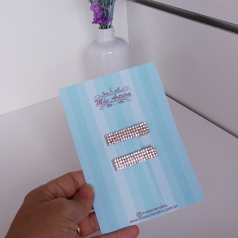 Hair Clip 2 Pequeno Strass Dourado