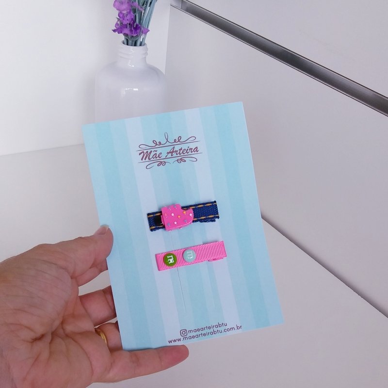 Hair Clip 2 Pequeno Jeans/Picolé M&M