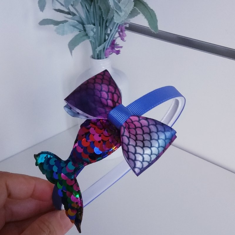 Tiara Laço Azul/Sereia Cauda Paete - Imagem 2