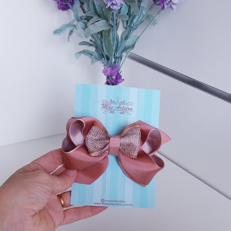 Laço Boutique Duplo Grande Rose