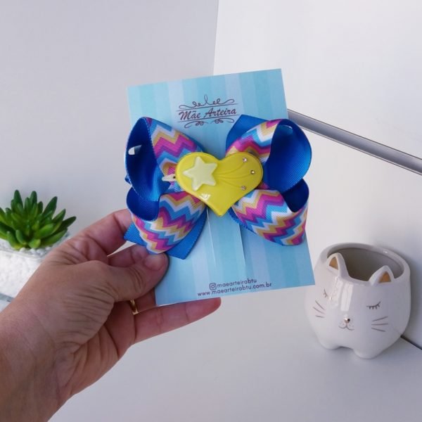 Laço Boutique Duplo Grande Azul Royal/ Aplique Removível