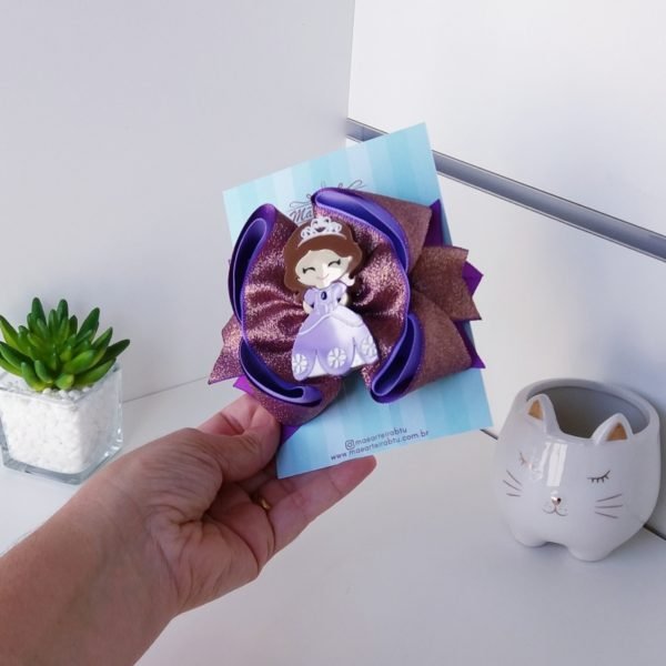 Laço Estilo Juju Grande Roxo Brilho/Princesa Sofia - Image 3