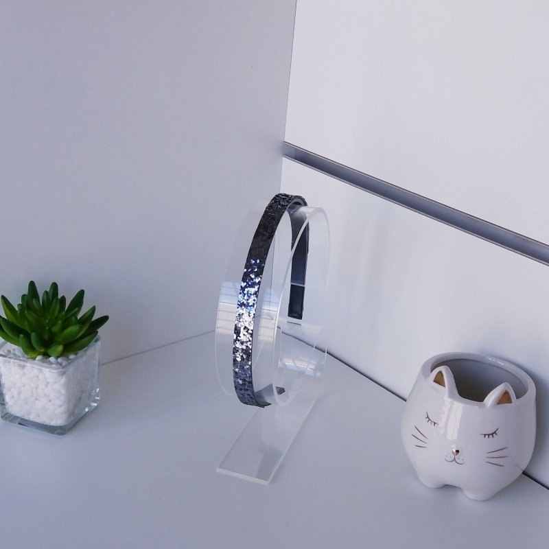 Tiara Brilho Cinza Chumbo