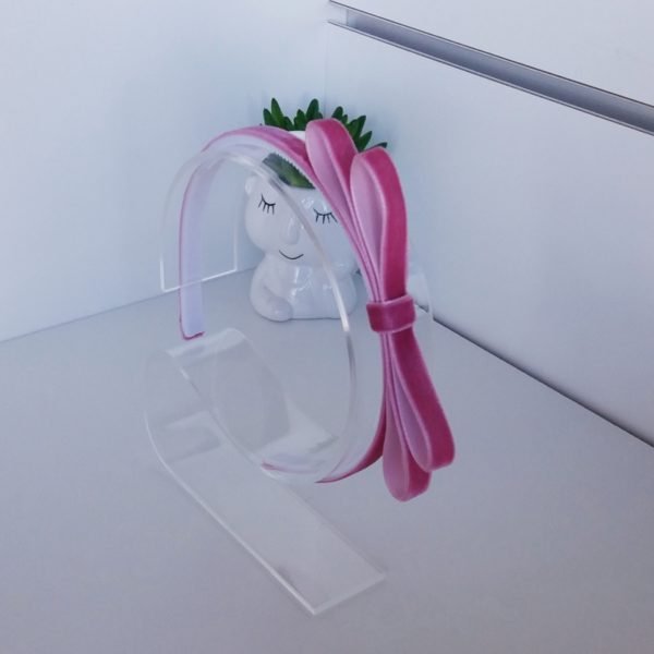 Tiara Veludo Rosa Antique/ Laço Duplo - Image 2