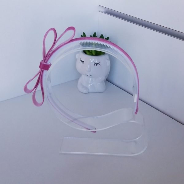 Tiara Veludo Rosa Antique/ Laço Duplo