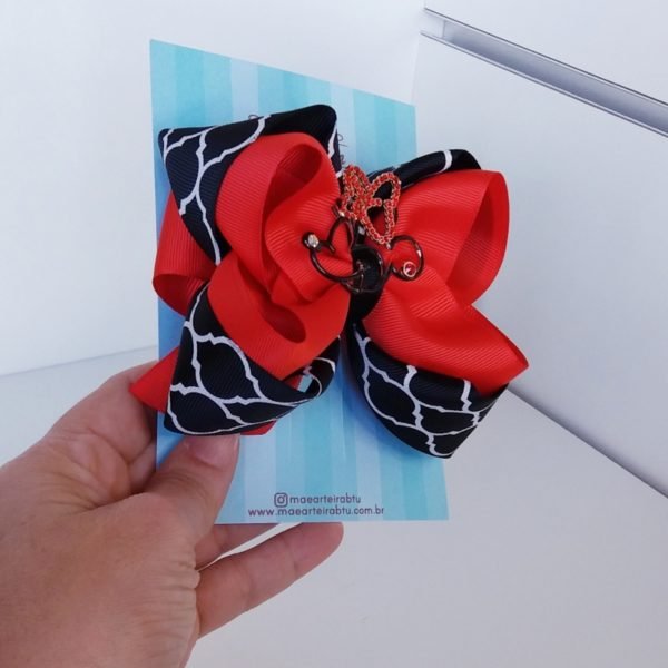 Laço Boutique Sobreposto Grande Preto Vermelho/Minnie - Image 2