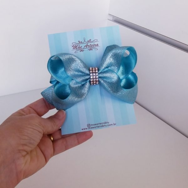Laço Boutique Grande Azul Bebê Luxo Festa/Strass