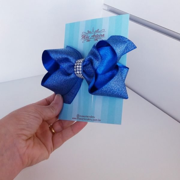 Laço Boutique Grande Azul Royal Luxo Festa/Strass - Image 2