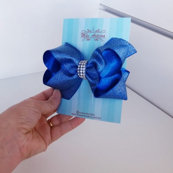 Laço Boutique Grande Azul Royal Luxo Festa/Strass - Image 3