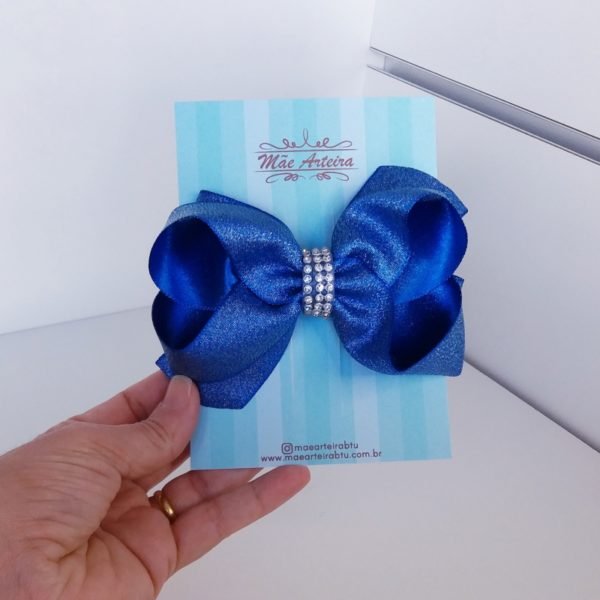 Laço Boutique Grande Azul Royal Luxo Festa/Strass
