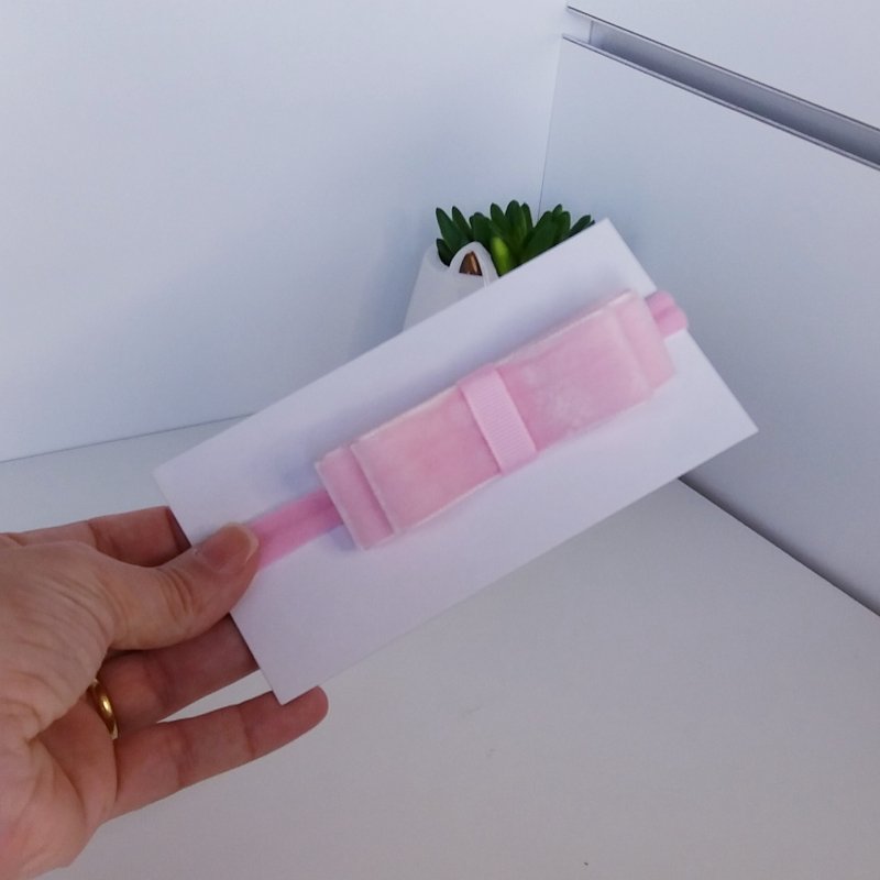 Faixa Meia de Seda Pequena Veludo/Chanel Rosa Bebê