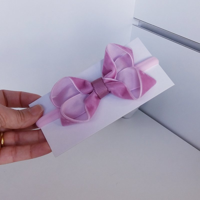 Faixa Meia de Seda Pequena Veludo/Chanel Rosa Antique