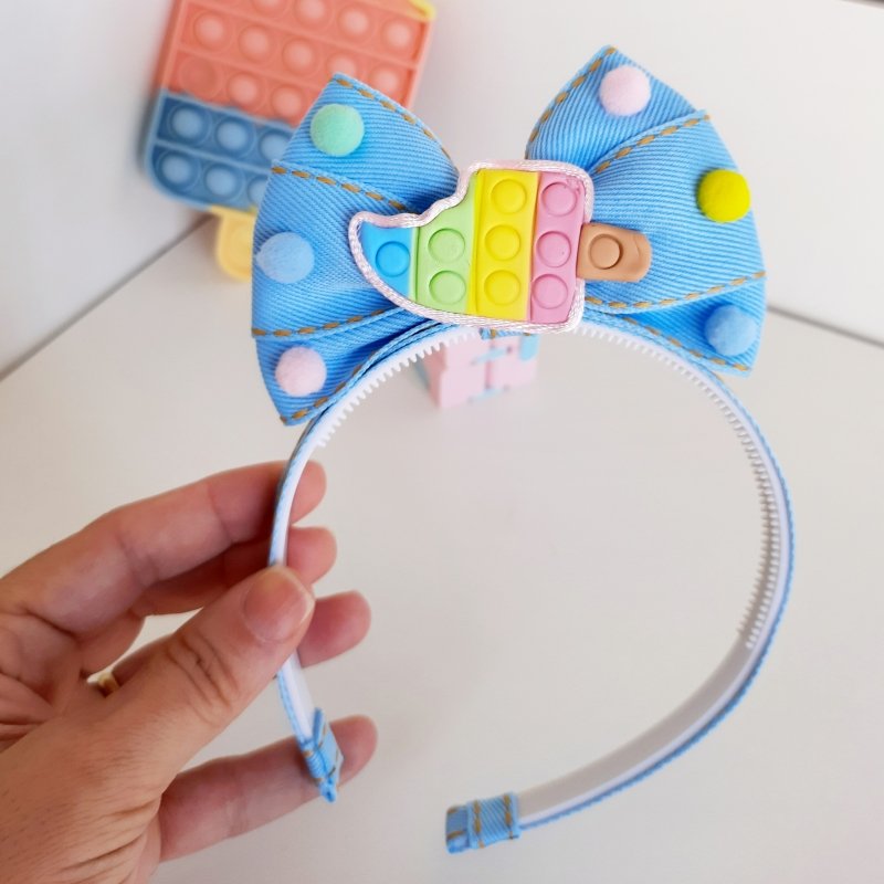 Tiara Pop It /Laço EP Jeans C Picolé