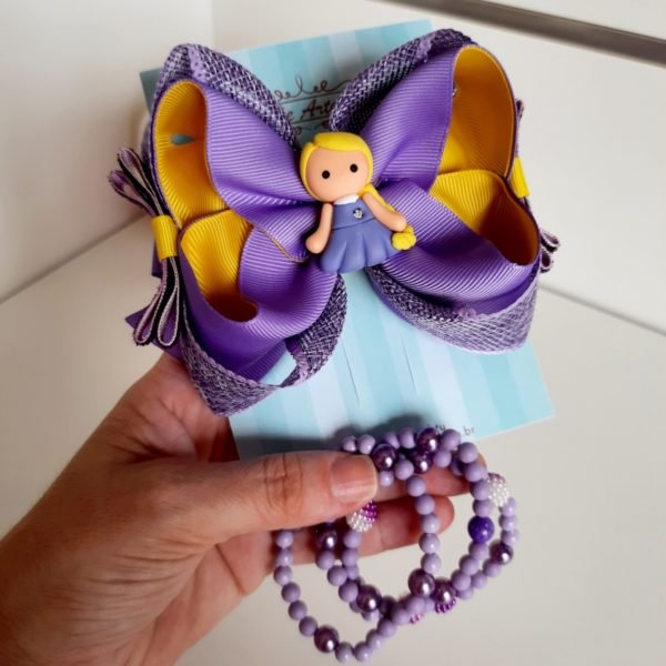 Laço Boutique Sobreposto Grande Lilás Juta/ Rapunzel