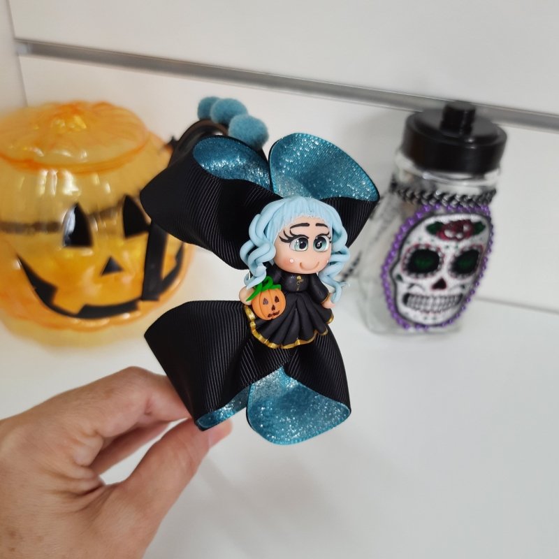 Tiara Laço Duplo Preto/Azul Menina - Imagem 3