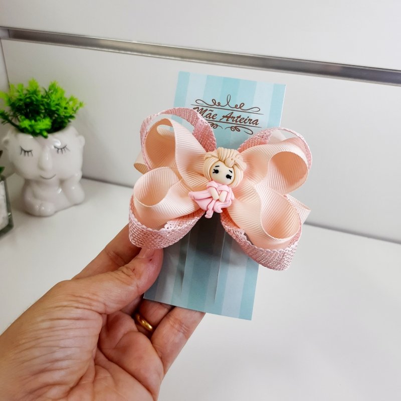 Laço Boutique Duplo Pequeno Rosa Princesa Aurora - Imagem 4