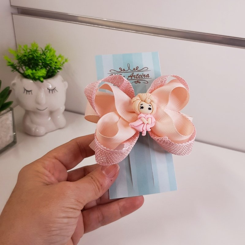 Laço Boutique Duplo Pequeno Rosa Princesa Aurora