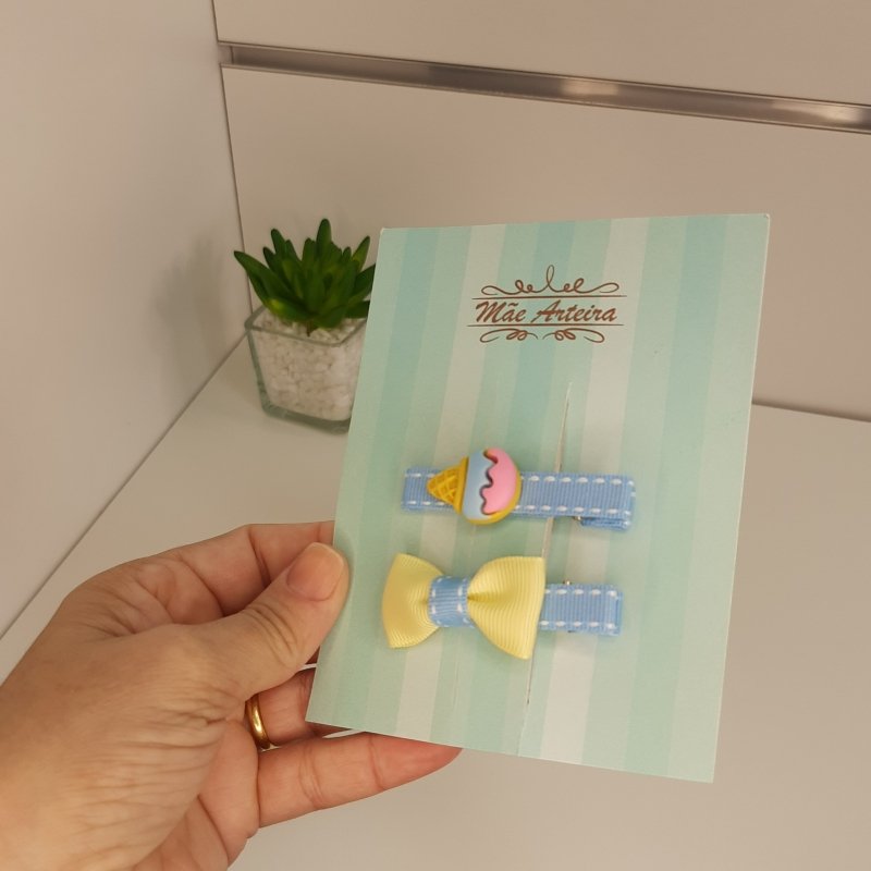 Hair Clip 2 Médio Azul Presponto/Sorvete - Imagem 2