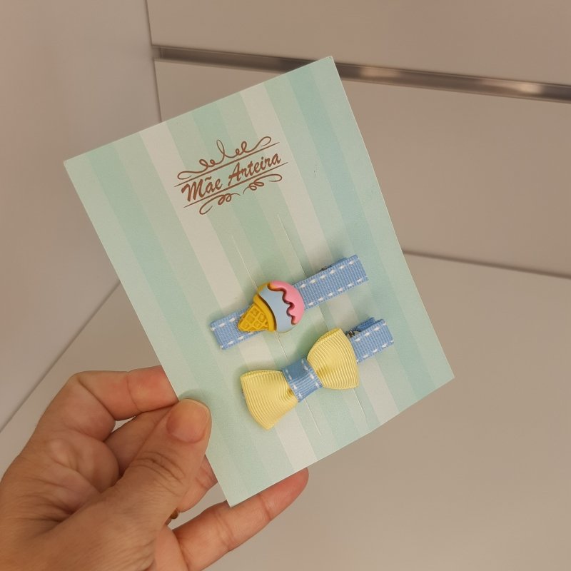 Hair Clip 2 Médio Azul Presponto/Sorvete - Imagem 3