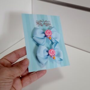 Par Laço Gravata Pequeno Azul Bebê/Picolé