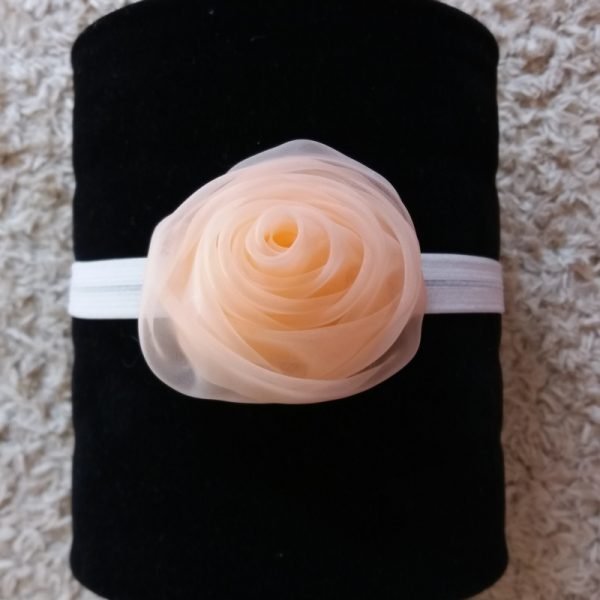 Faixa Elástica Viés Pequena Flor Organza Pêssego - Image 5