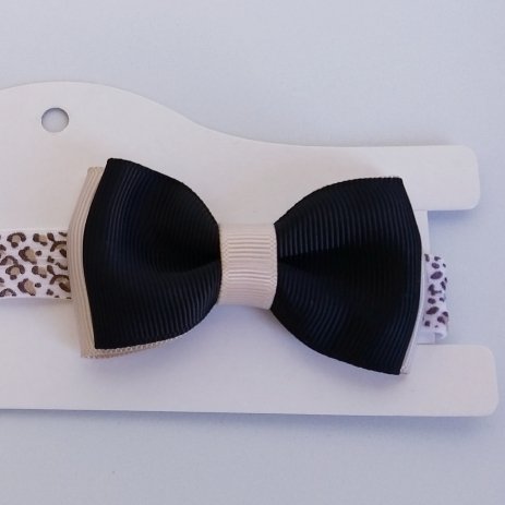 Faixa Elástica Viés Pequena Animal Print Preto/Dourado