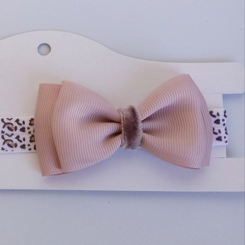 Faixa Elástica Viés Pequena Animal Print Nude