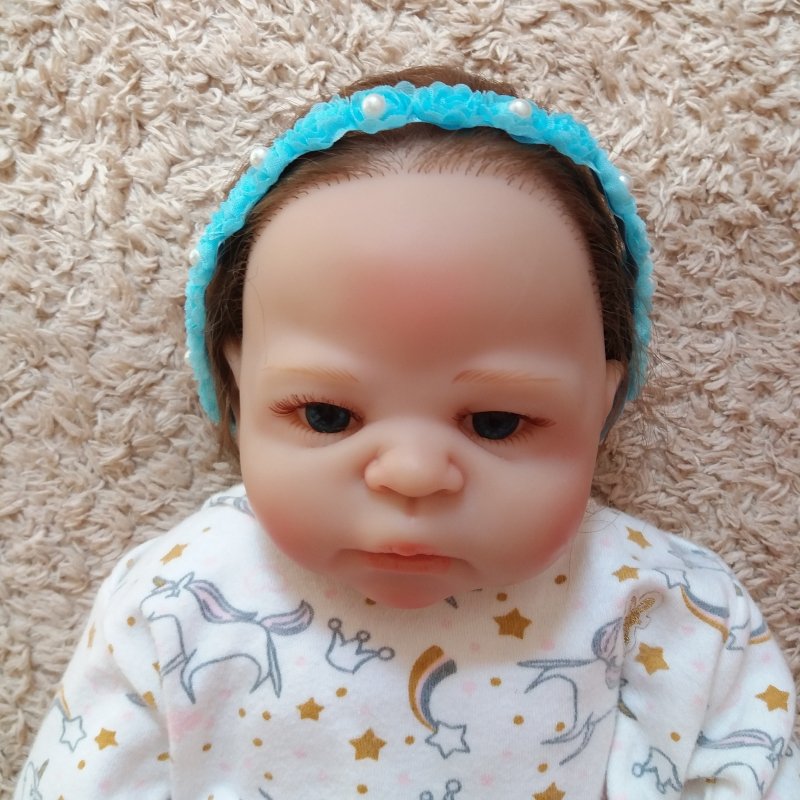 Faixa Meia de Seda Pequena Flor/Pérola Azul - Imagem 3