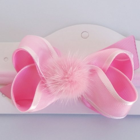 Faixa Meia de Seda RN Rosa Organza Pompom Pelo