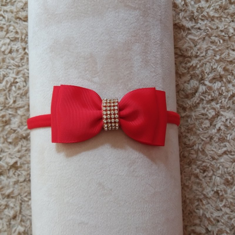 Faixa Meia de Seda RN Vermelho Strass Dourado - Imagem 4