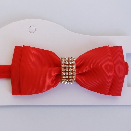 Faixa Meia de Seda RN Vermelho Strass Dourado