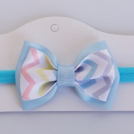 Faixa Meia de Seda RN Azul Bebê/Branco Chevron