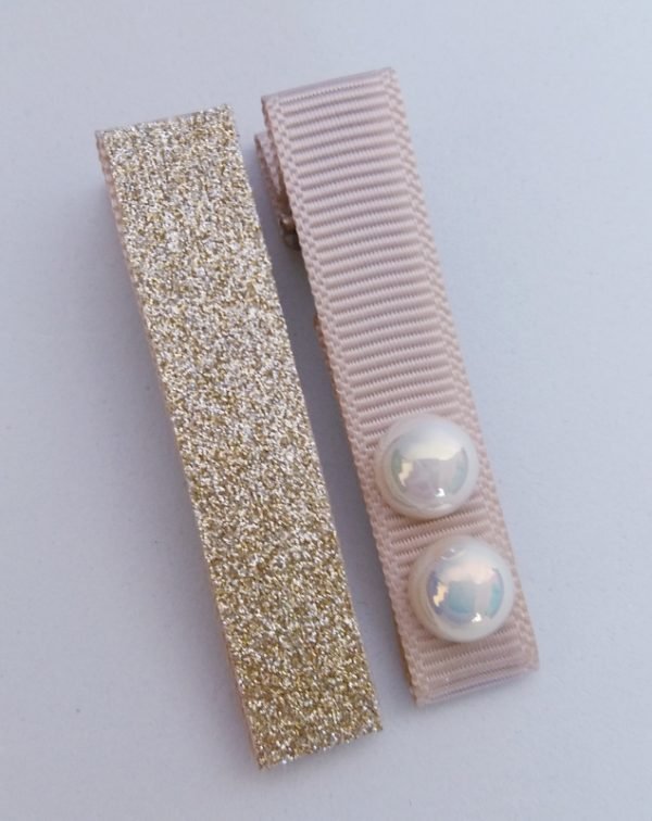 Hair Clip 2 Pequeno Dourado 2/Pérola