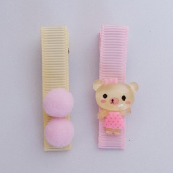 Hair Clip 2 Pequeno Creme/Ursinha