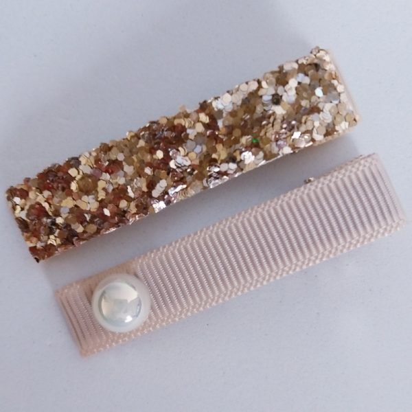Hair Clip 2 Pequeno Dourado/Pérola