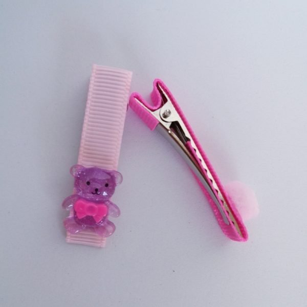 Hair Clip 2 Pequeno Rosa/Ursinha Pompom - Image 2