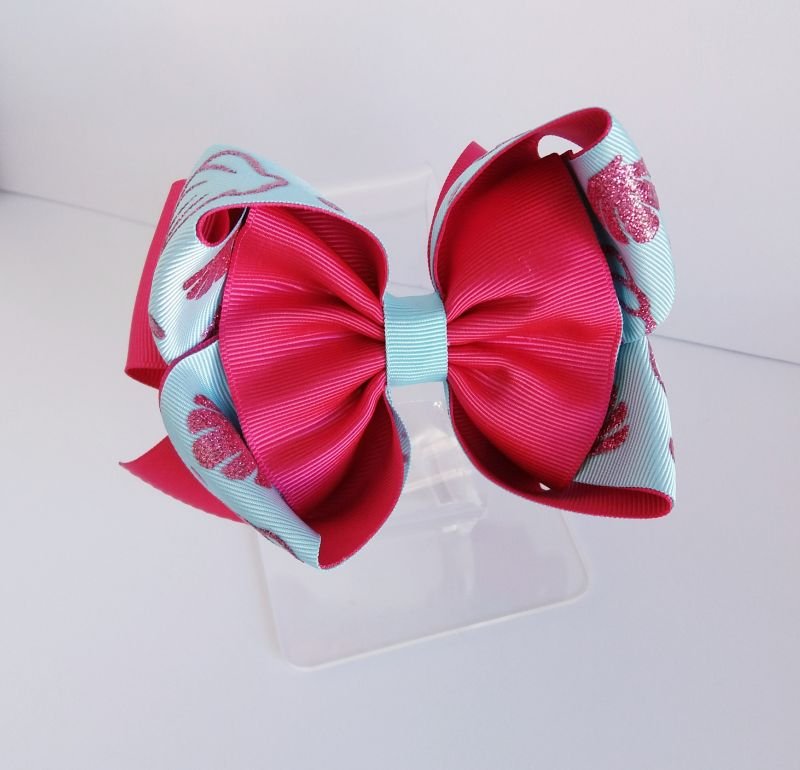 Laço Amora Grande Sereia Glitter Pink