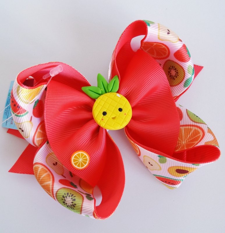 Laço Amora Grande Coral/Frutinhas Abacaxi