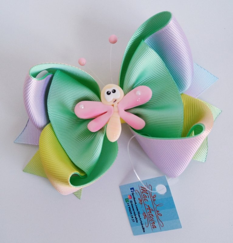 Laço Amora Grande Verde Claro/Degradê Libelula - Imagem 3