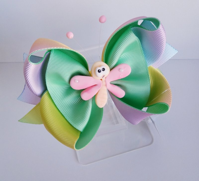 Laço Amora Grande Verde Claro/Degradê Libelula