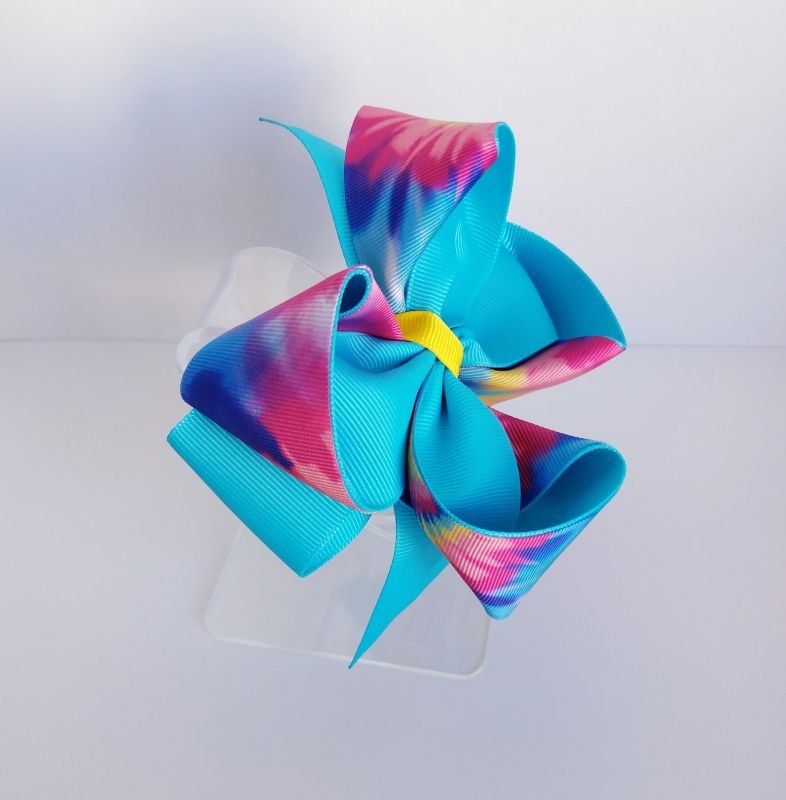 Laço Amora Invertido Grande Azul Royal e Floral Neon - Imagem 2