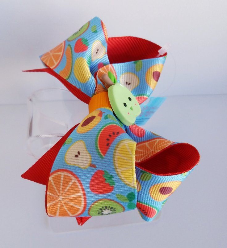 Laço Boutique Duplo Grande Vermelho/Frutinhas Pêra - Imagem 2