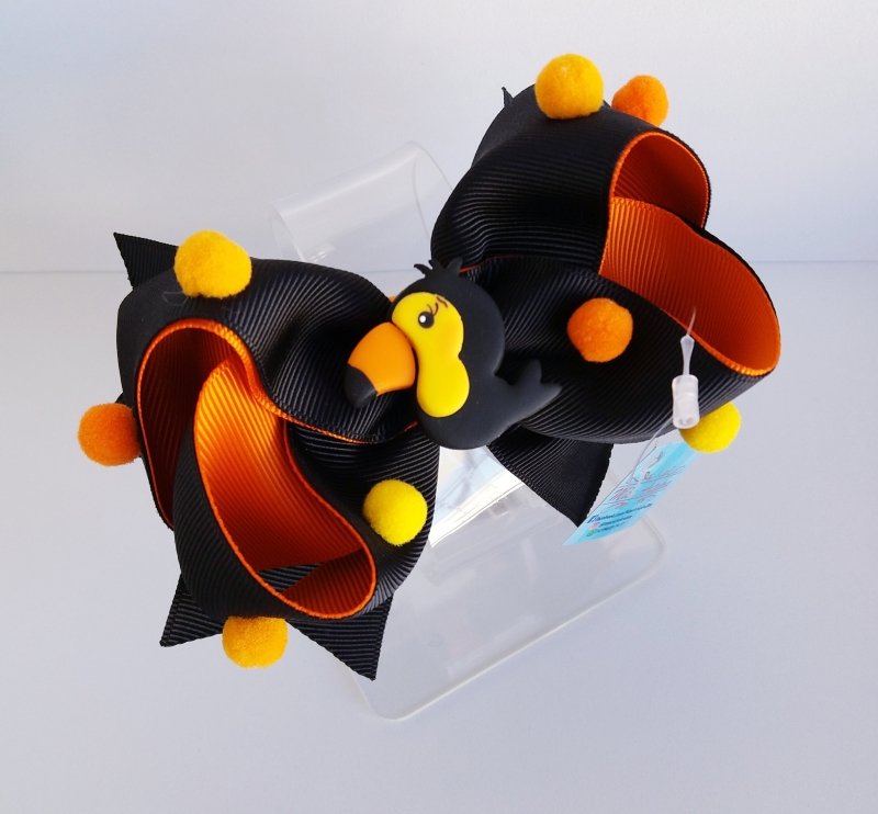 Laço Boutique Duplo Grande Preto/Laranja Tucano - Imagem 2
