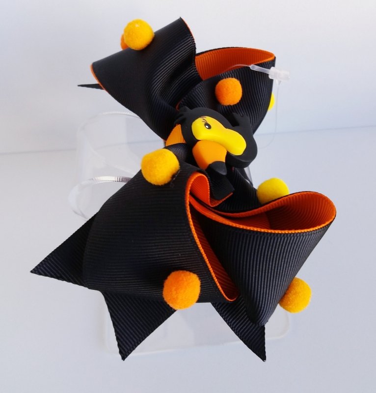 Laço Boutique Duplo Grande Preto/Laranja Tucano - Imagem 3